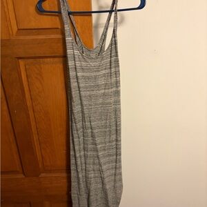 LOFT Gray Striped Maxi Tank Dress